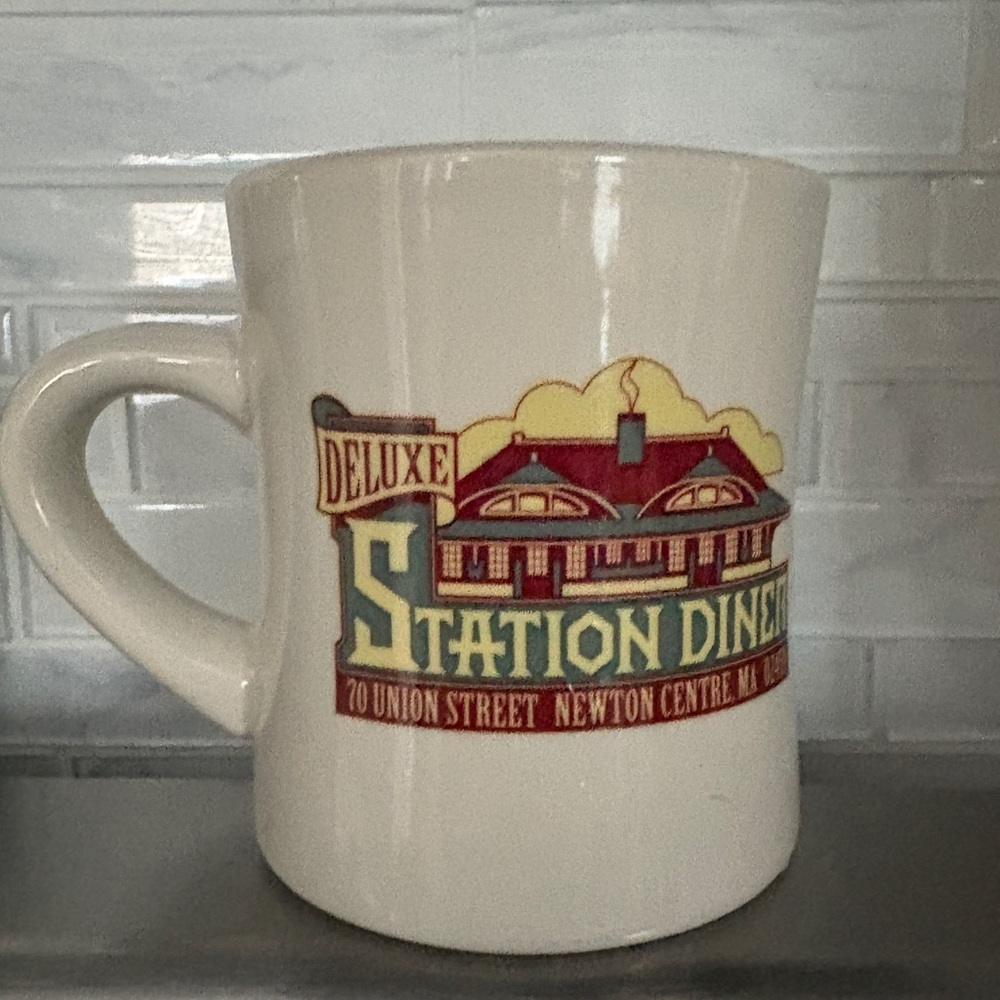 Newton Center Station Diner. Ceramic coffee mug. Boston.